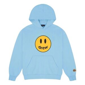 drew house light blue hoodie with yellow smiley logo.
Small stain on front.